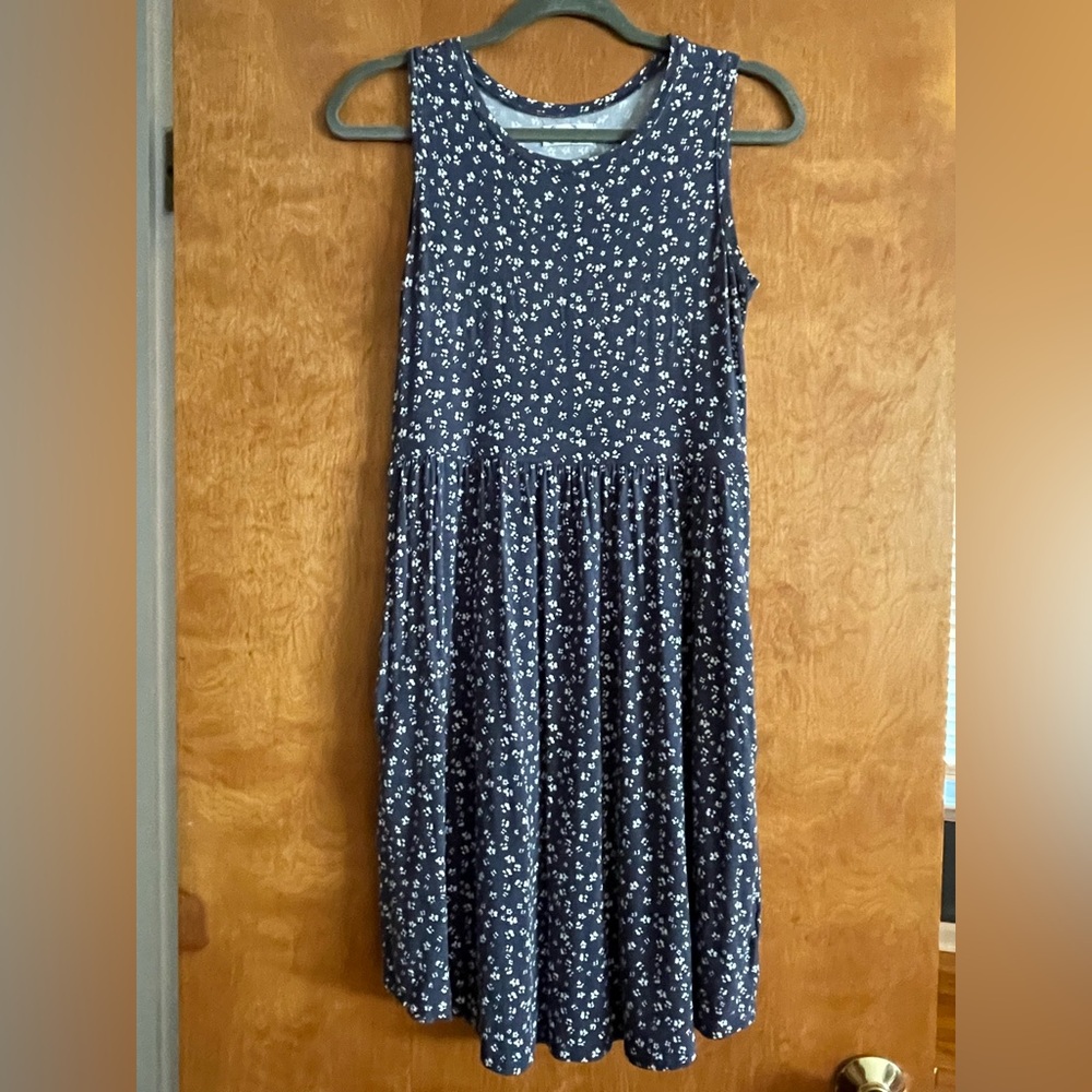 Maurices 24/7 Danica Blue Sleeveless Crew Neck Sundress